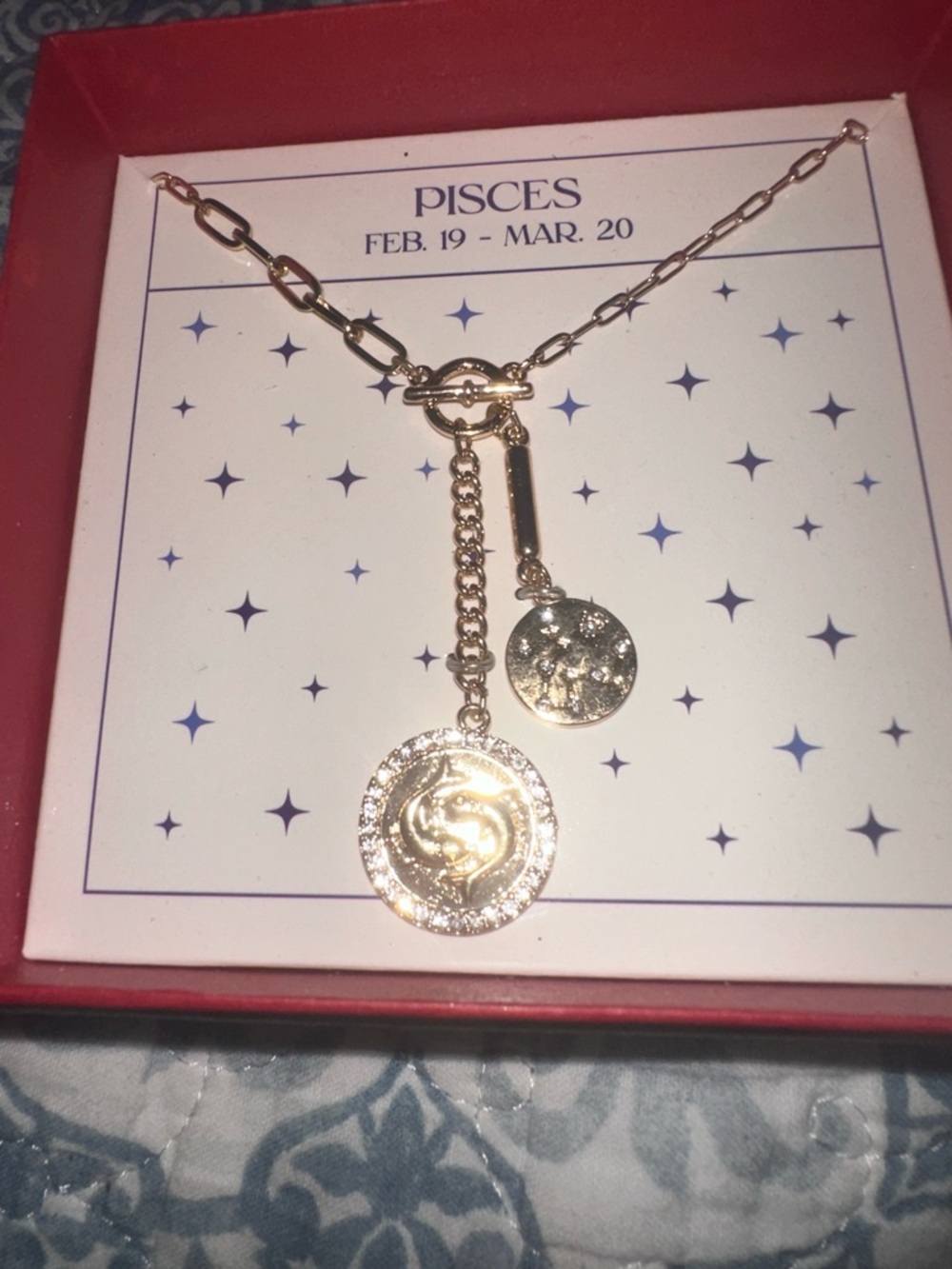 Gold Zodiac Pisces Pendant Necklace